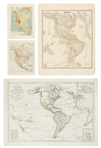 (NORTH AMERICA -- IN RUSSIAN.) Group of 8 eighteenth-to-twentieth-century maps of North America printed entirely in Cyrillic script.